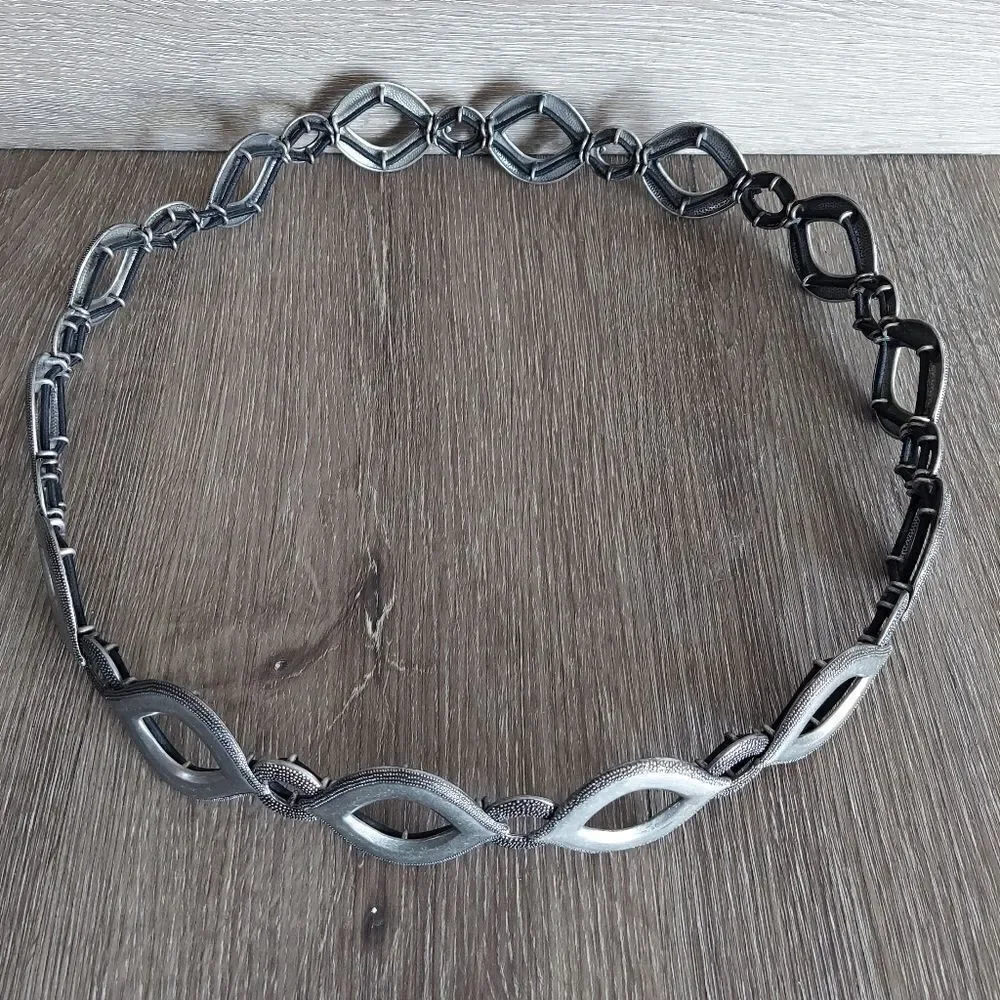 Vintage Silver Tone Stretch Link Waist Belt 39.5